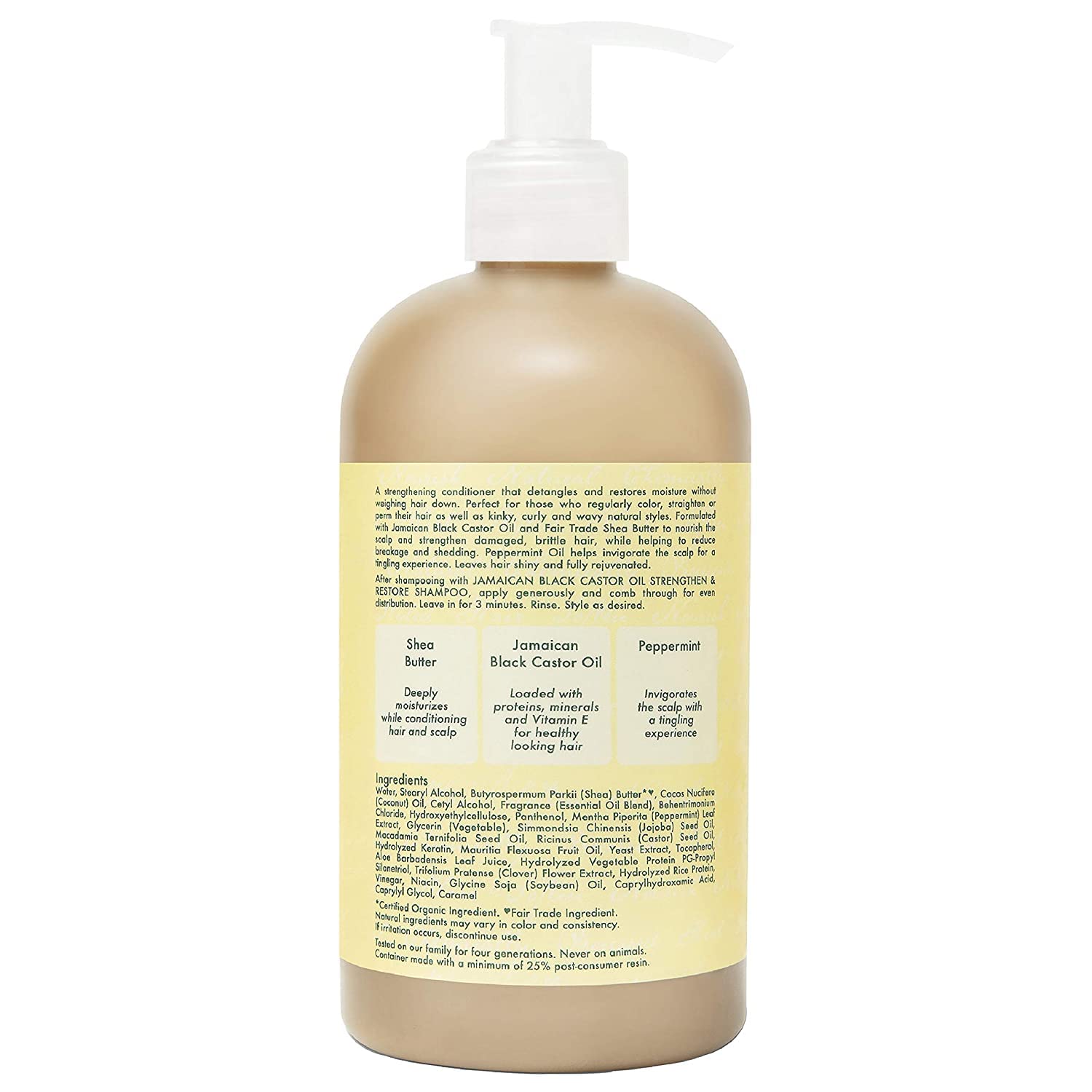 SheaMoisture Jamaican Black Castor Oil 13 oz. Strengthen, Grow & Restore Conditioner with Shea Butter, Peppermint and Keratin - Sulfate Free and Color Safe - Value Pack of 2 Each